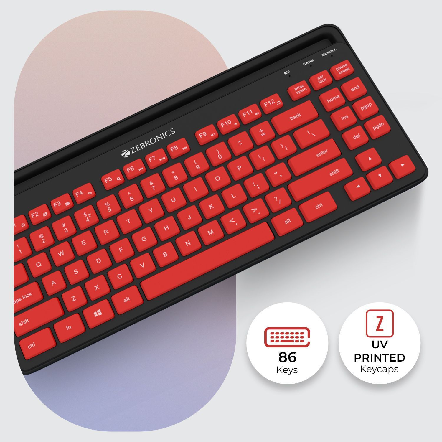 Image of ZEBRONICS ZEB-Companion 114 Mouse Set Wireless Standard Desktop Keyboard Compatible with Desktop, Laptop, Mac Easy to Use,Plug and Play,Quick, Comfy Durable body