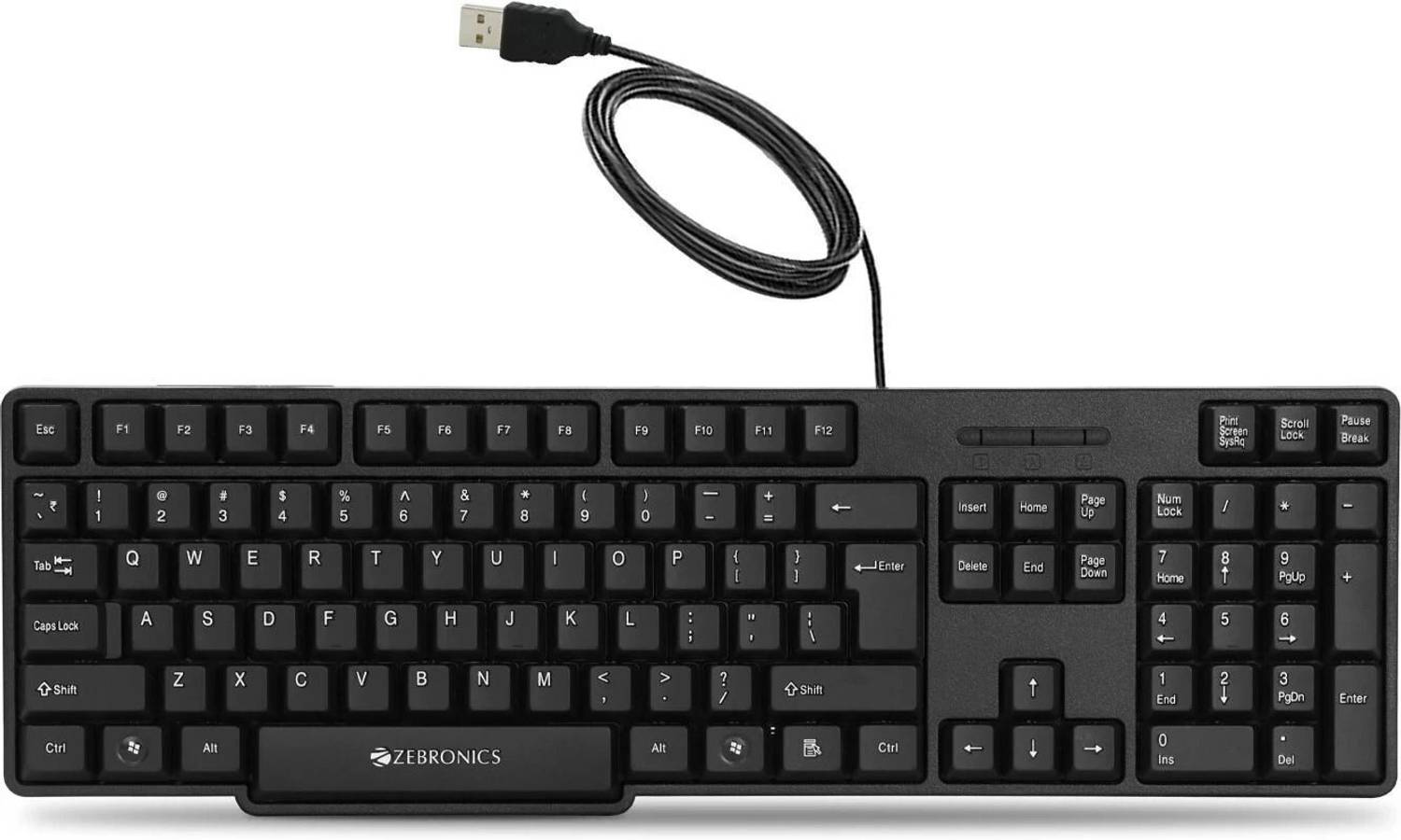 KME！ Zebronics ZEB-KM2100 Multimedia USB Keyboard Comes with 114 Keys