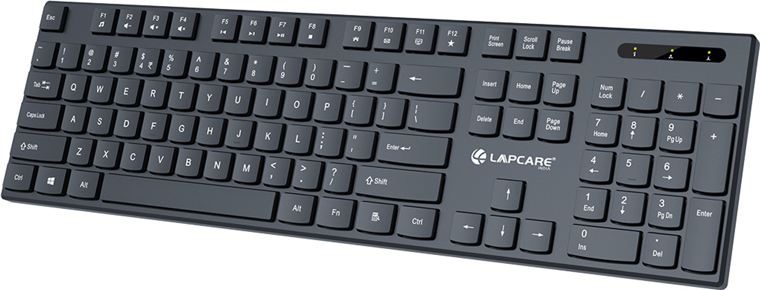 Image of LAPCARE LWK-1119 Wireless Standard Laptop Keyboard Compatible with Desktop, Laptop, Mac with Ergonomic Desktop Design (Black)