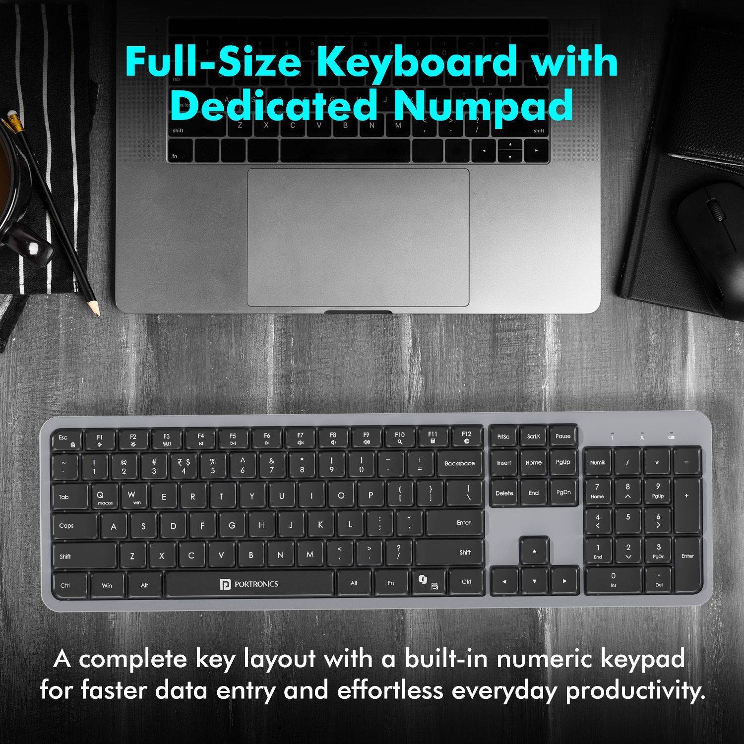 Portronics Key4 Wireless Keyboard Mouse Combo Full Size Numpad - Image 5