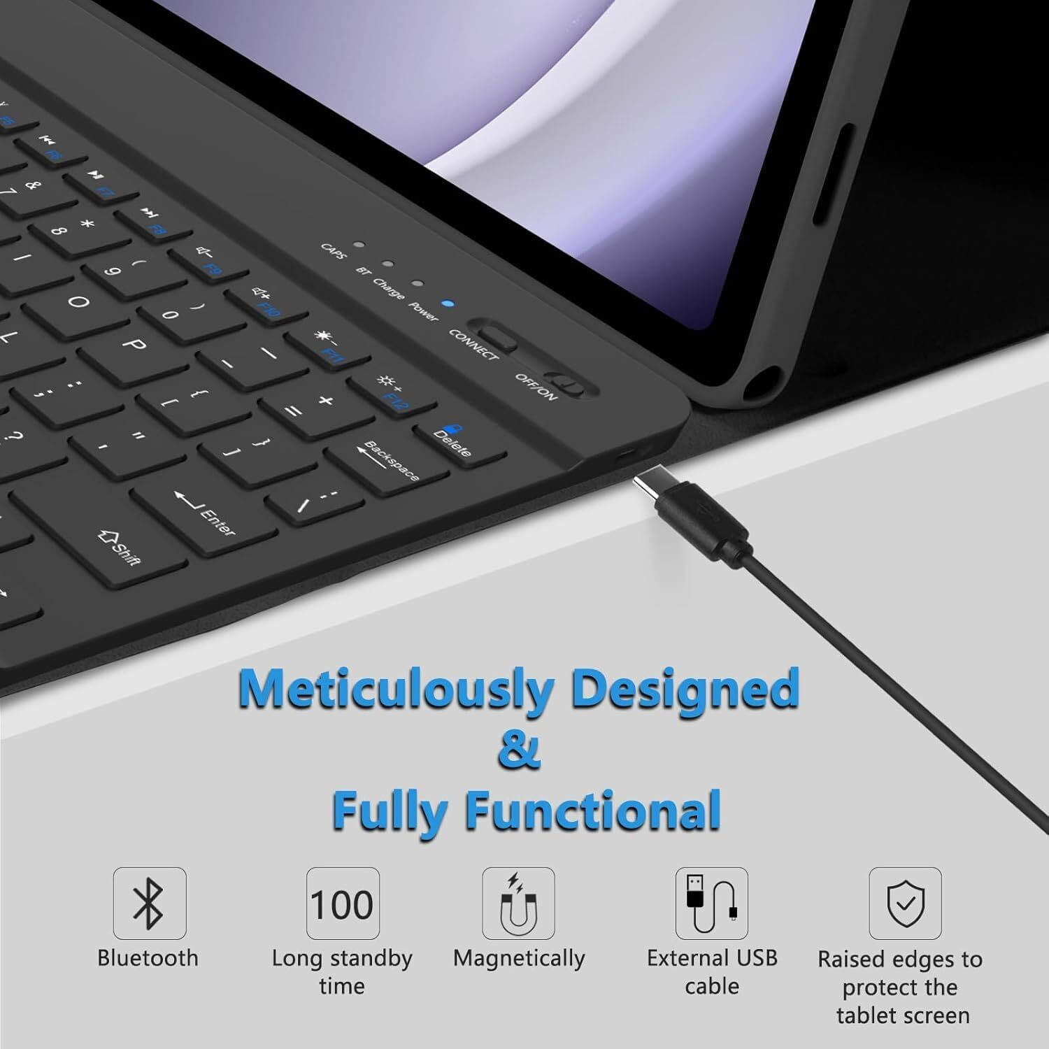 Image of Typecase Magnetic Detachable Keyboard Case for Samsung A11 Plus (11 inch) & A9 Plus (11 inch) Bluetooth Standard Tablet Keyboard Compatible with iPad, Tablet