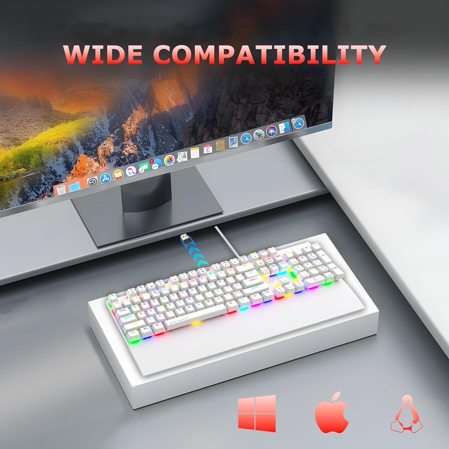 Image of Ant Esports MK4100 Wired USB Standard Gaming Keyboard Compatible with Desktop, Laptop