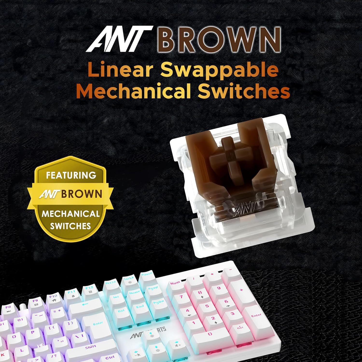 Image of Ant Esports MK3400 PRO V3 Wired USB Standard Gaming Keyboard Compatible with Desktop, Mac Brown Switches