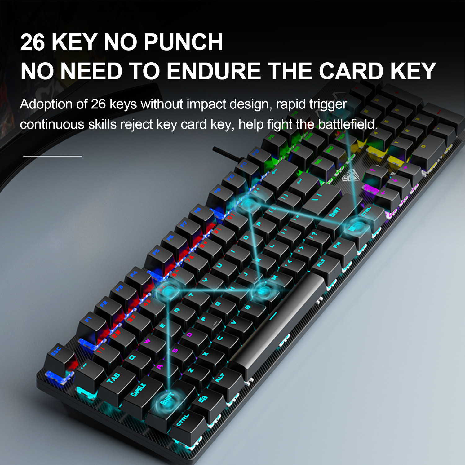 Image of Aula S2022 Mechanical Wired USB Standard Gaming Keyboard Compatible with Desktop, Laptop, Mac stand support