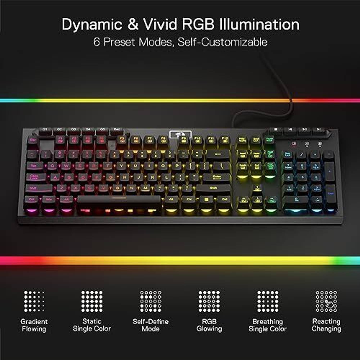 Redragon K513 RGB Membrane Gaming Keyboard - Image 2