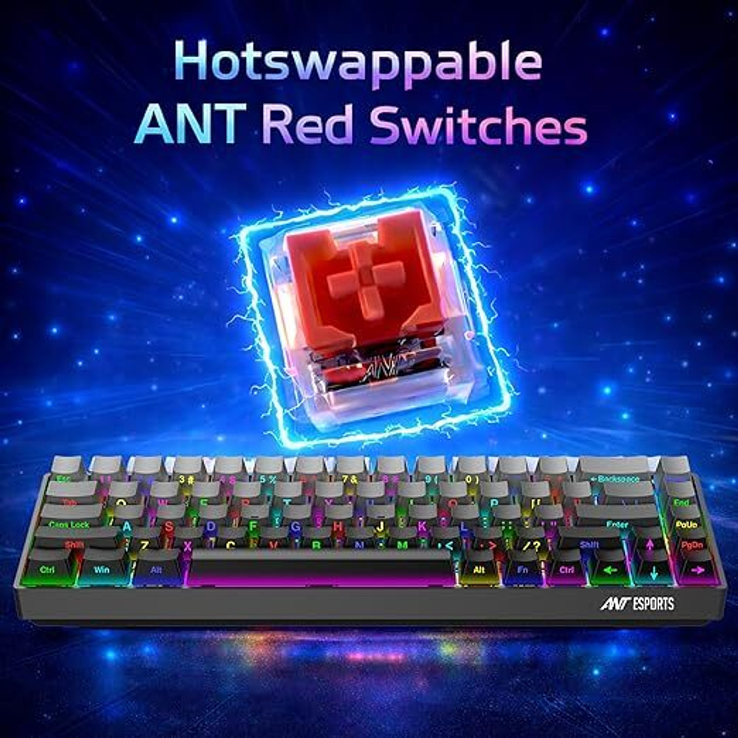 Image of Ant Esports APEX 100 Mechanical Wired USB Standard Gaming Keyboard Compatible with Desktop, iPad, Laptop, Mac, Tablet