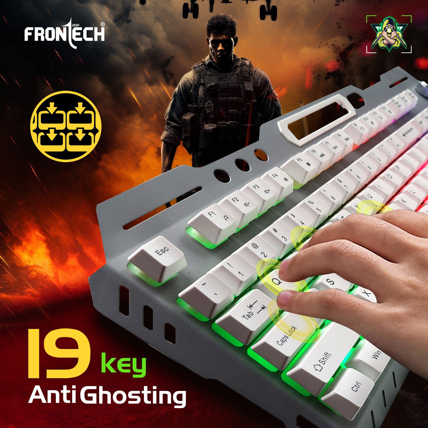 Image of Frontech KB-0013P Wired USB Standard Gaming Keyboard Compatible with Desktop, Laptop