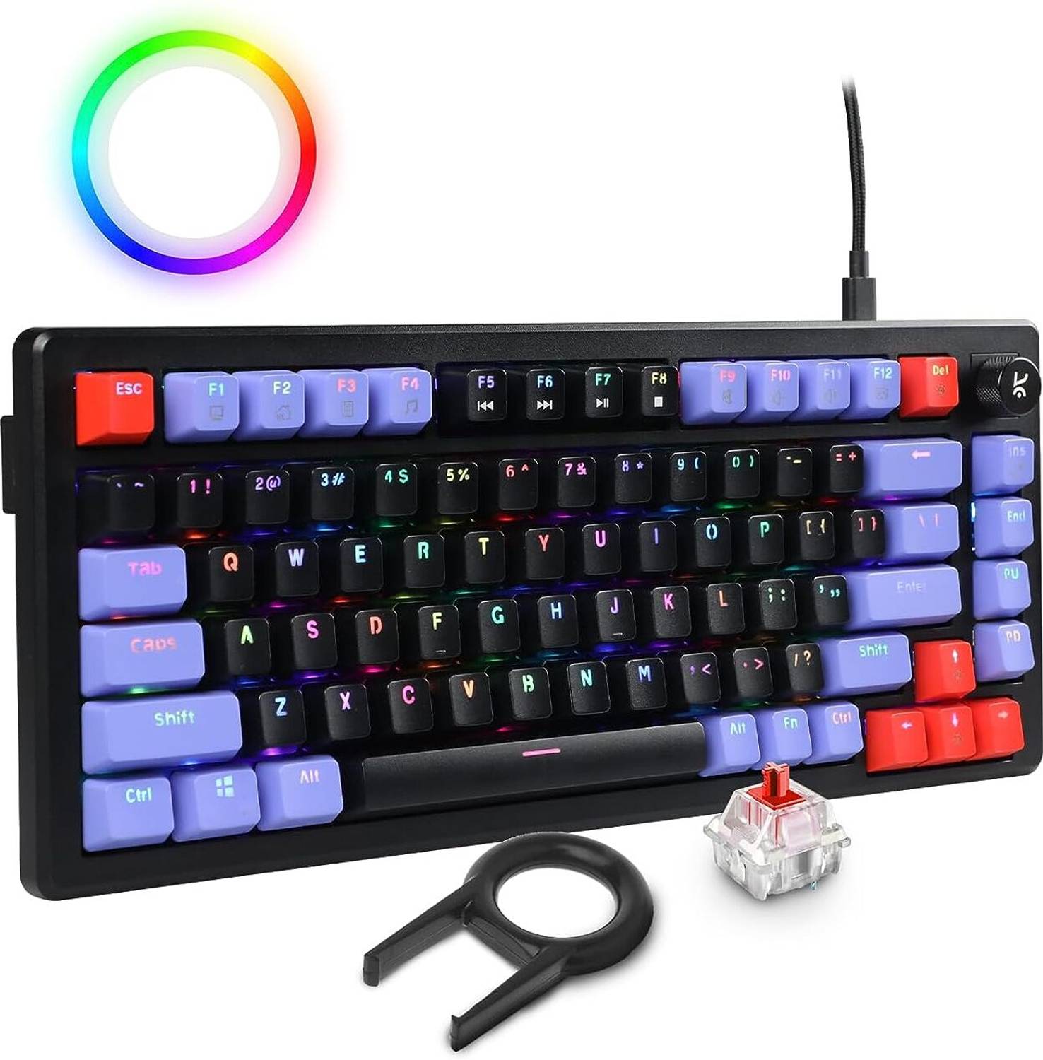 Kreo Hive RGB Gaming Mechanical Keyboard, RGB Keyboards, Braided Cable, Led Wired USB Tenkeyless Gaming Keyboard Compatible with Desktop, Laptop, Mac