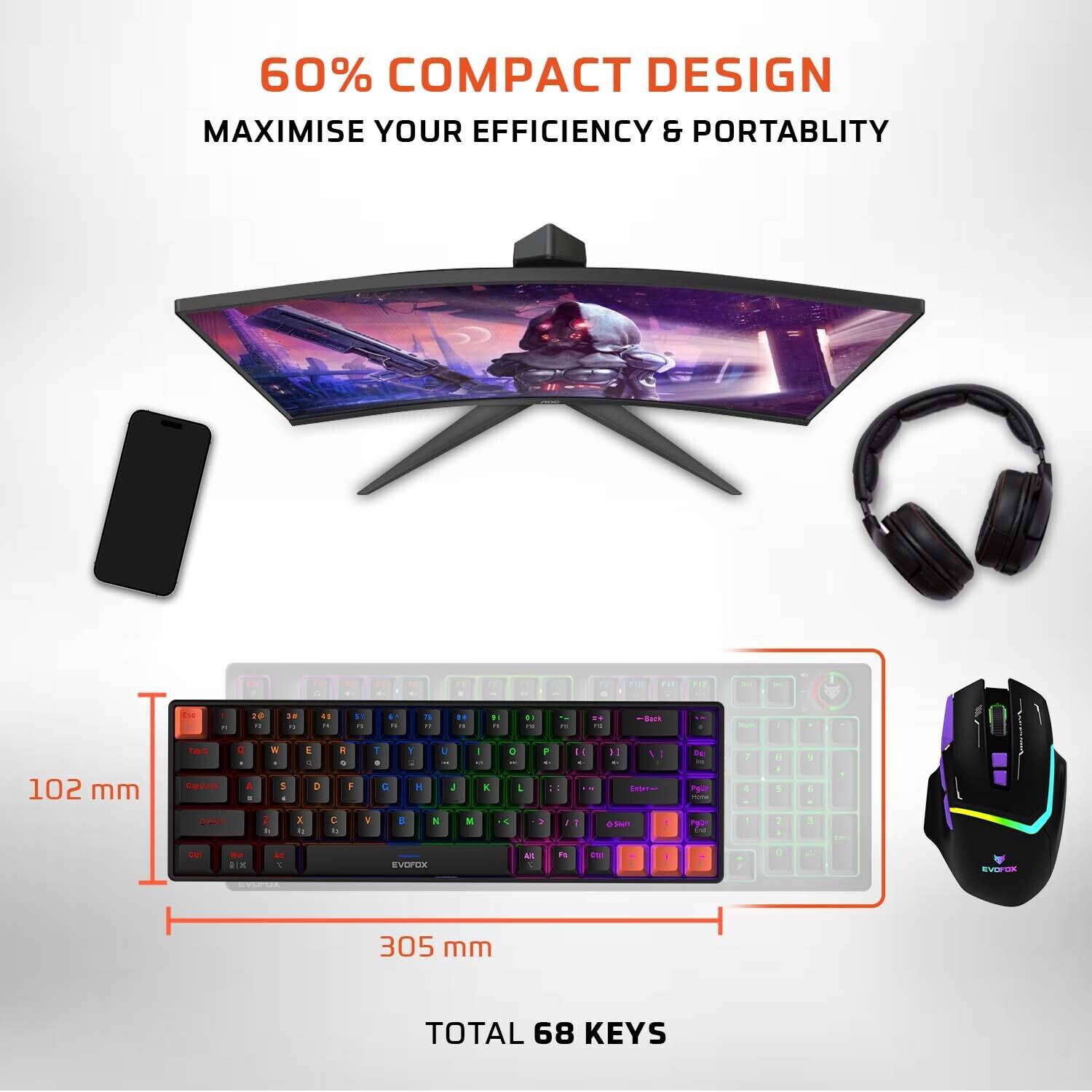 EVOFOX Katana S Mini Wireless Gaming Keyboard - Image 5