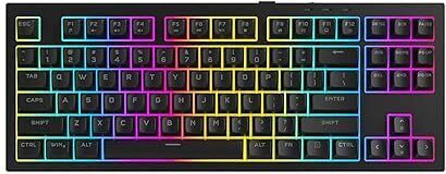 Image of Azoth Onyx Black RGB Gaming Keyboard, 87 Keys Compact Membrane Design, Type C Wired USB Tenkeyless Gaming Keyboard Compatible with Desktop, Laptop, Mac, Tablet
