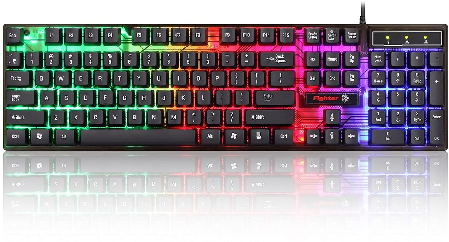 Image of Enter FIGHTER-RGB-KB-01 Wired USB Standard Gaming Keyboard Compatible with Desktop, Laptop, Mac