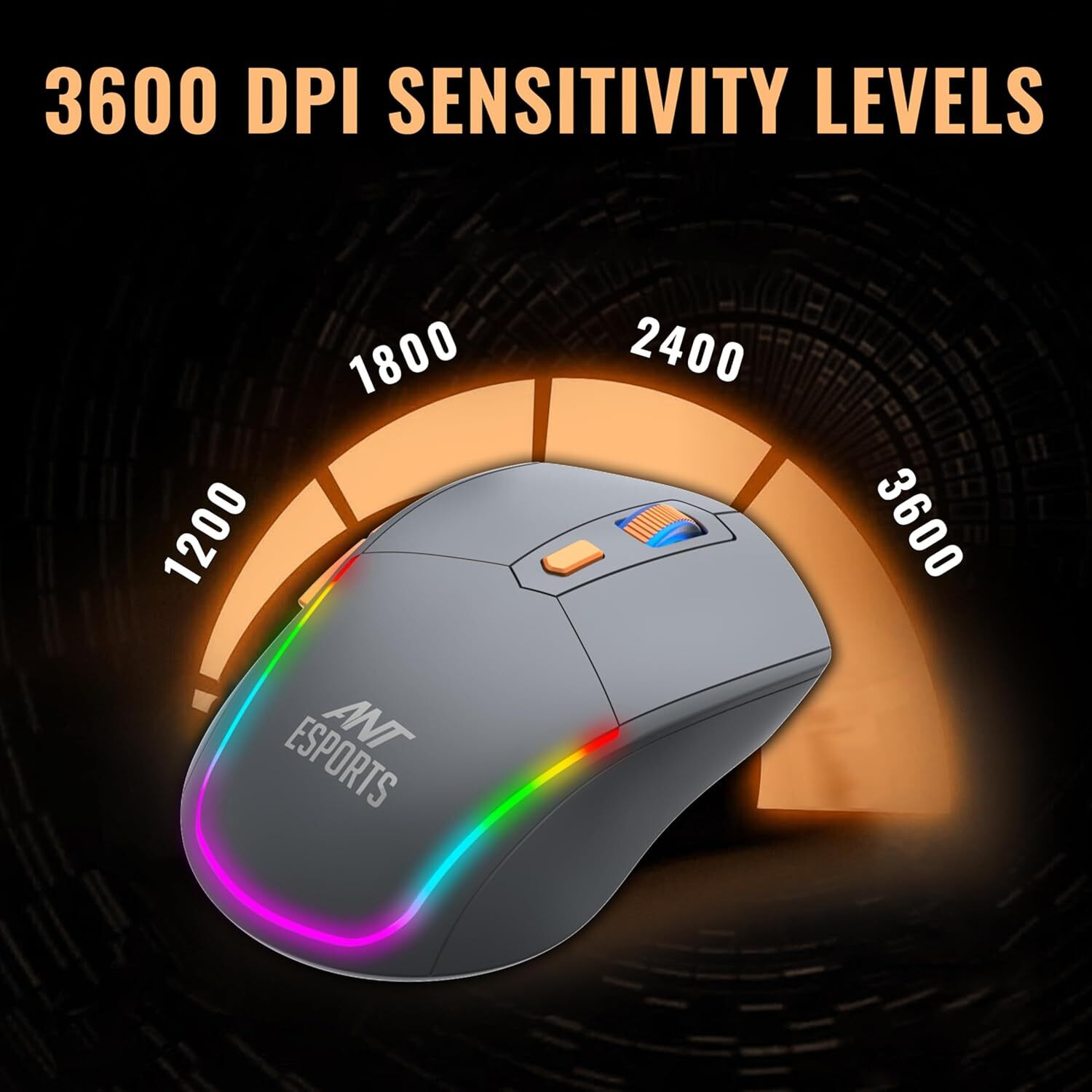 Image of Ant Esports KM590 Pro Wireless Gaming Keyboard and Mouse Combo Grey-Orange- Beige Wireless Standard Gaming Keyboard Compatible with Desktop, Mac, Laptop