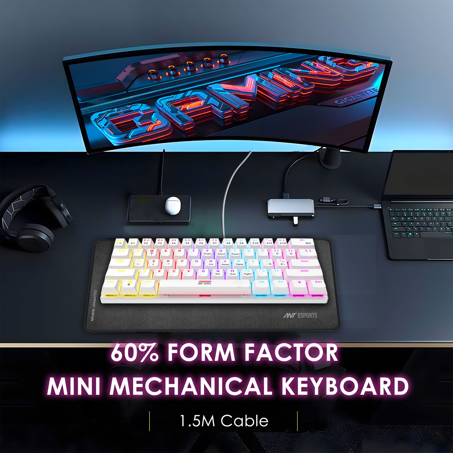 Image of Ant Esports MK1200 Wired USB Standard Gaming Keyboard Compatible with Desktop, Laptop, Mac