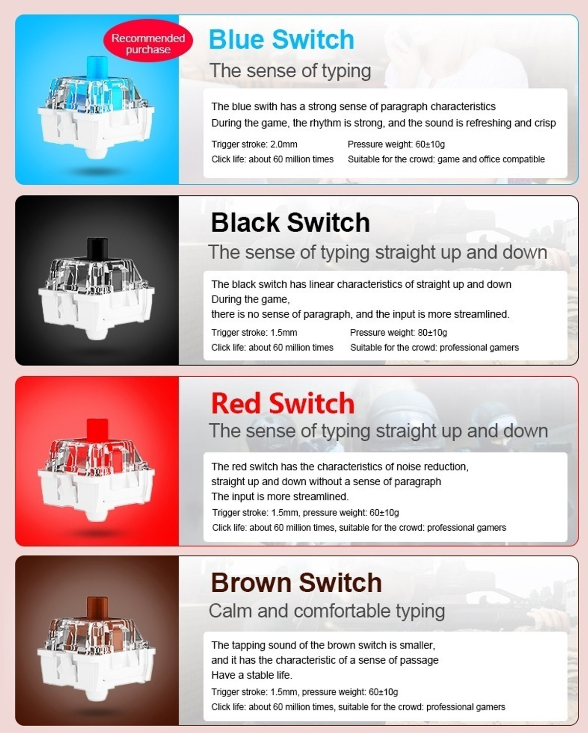 Image of Aula S2022 Mechanical Wired USB Standard Gaming Keyboard Compatible with Desktop, Laptop, Mac stand support,S2022