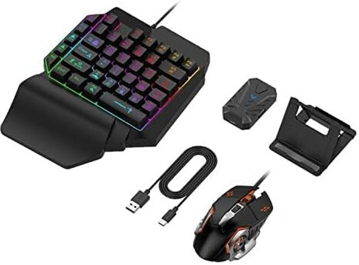 Image of Playtastic RGB One Handed Mechanical Gaming Keyboard and Mouse Bluetooth Standard Gaming Keyboard Compatible with Desktop, Laptop, Mac