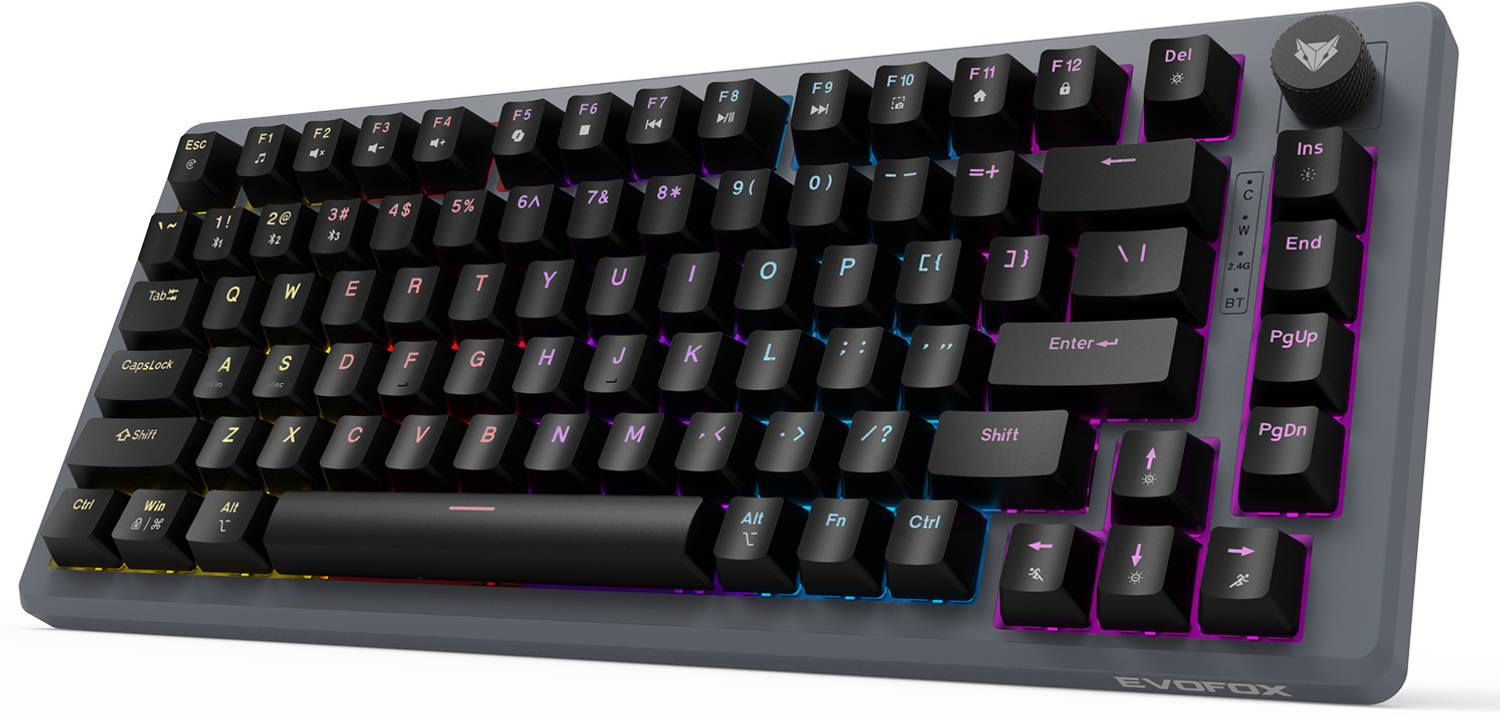 EVOFOX Katana X2 TKL Tri-Mode (BT/2.4G/Wired) Red Switches and Dynamic Backliting Wireless Tenkeyless Gaming Keyboard Compatible with Desktop, Laptop, Tablet, Mac
