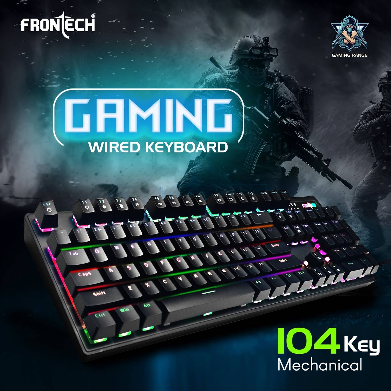 Frontech KB-0014P | 104 Keys | Anti-Ghosting | Ergonomic Design