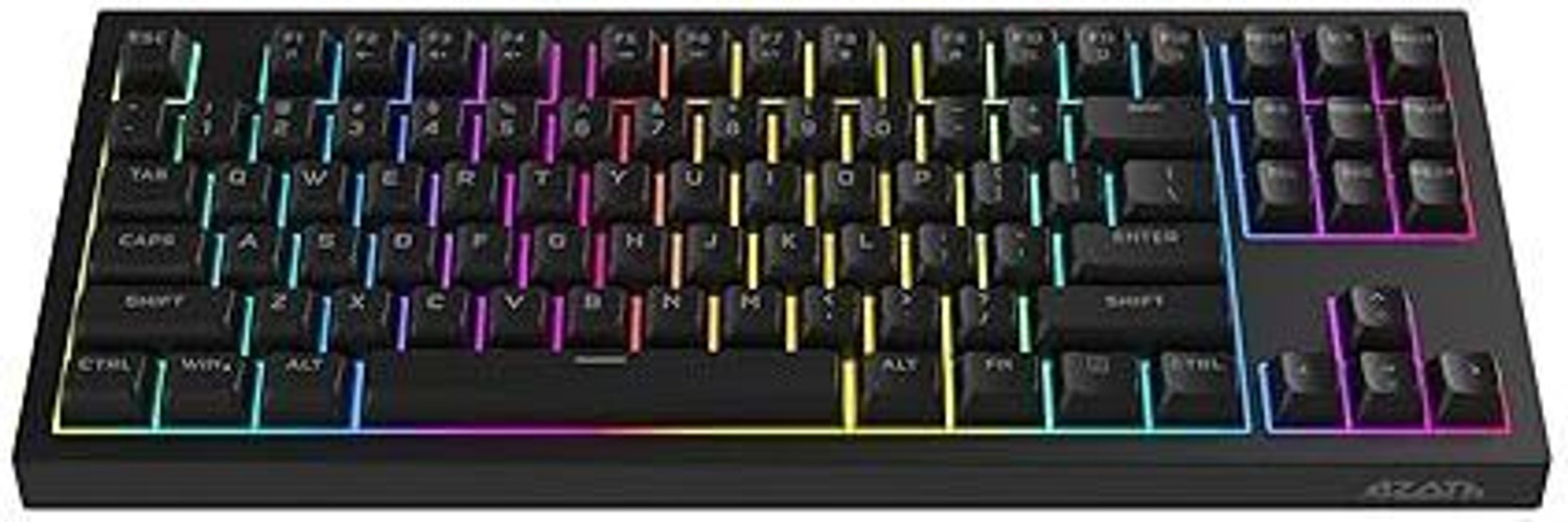 Image of Azoth Onyx Black RGB Gaming Keyboard, 87 Keys Compact Membrane Design, Type C Wired USB Tenkeyless Gaming Keyboard Compatible with Desktop, Laptop, Mac, Tablet