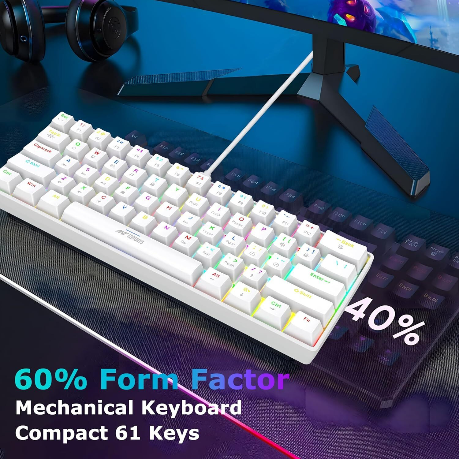 Image of Ant Esports MK1300 V2 Wired USB Standard Gaming Keyboard Compatible with Desktop, Laptop, Mac