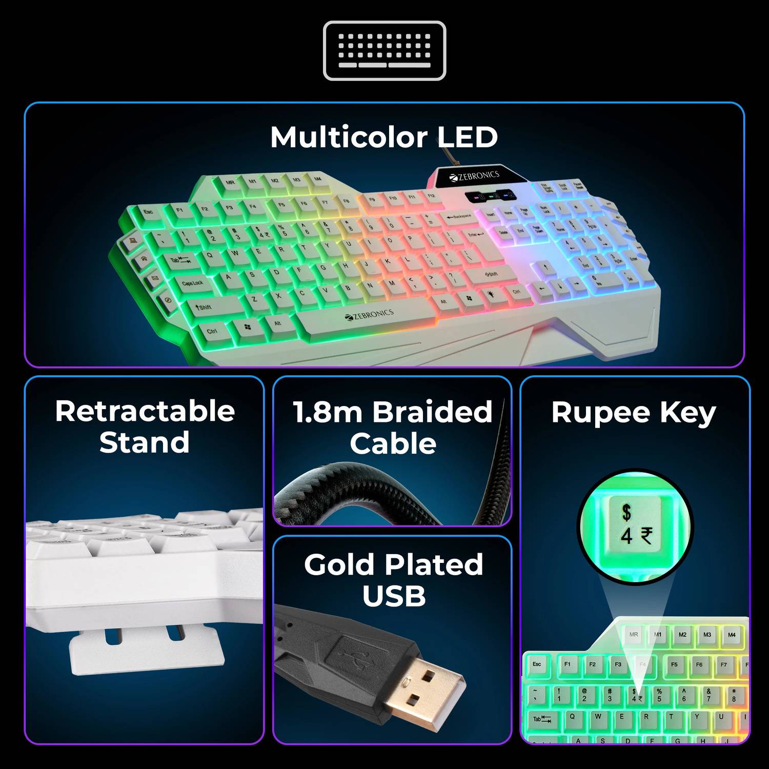 ZEBRONICS Zeb-Optimus Wired USB Gaming Keyboard - Image 4