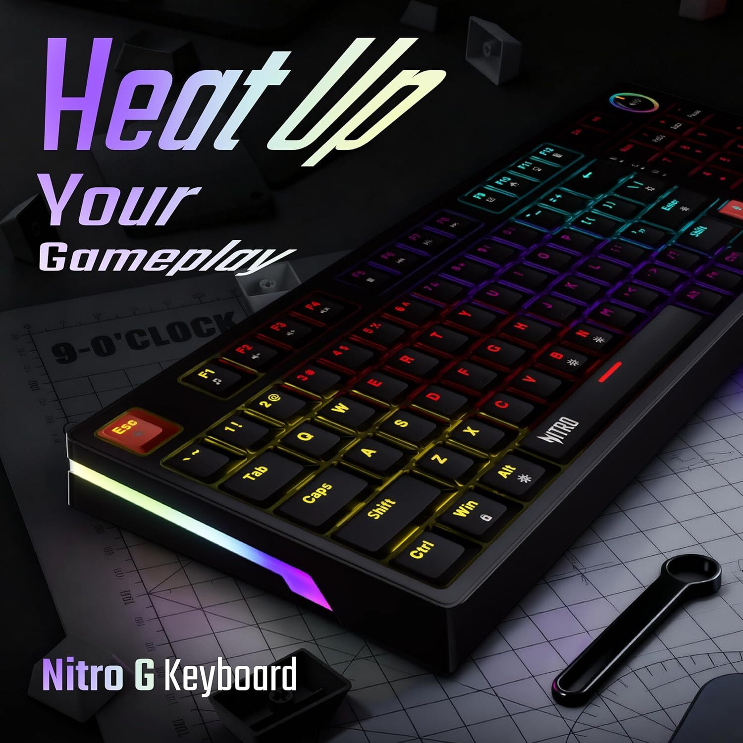 Image of Acer Nitro G Wired Mechanical Gaming Keyboard | 98% Layout with Multifunction Knob Wired USB Standard Gaming Keyboard Compatible with Desktop, Laptop