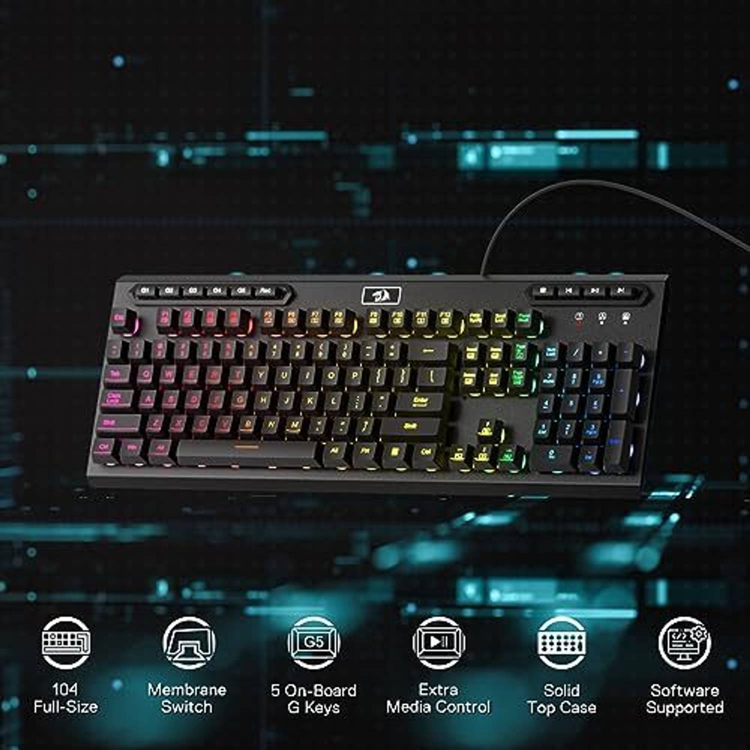 Redragon K513 RGB Membrane Gaming Keyboard - Image 5