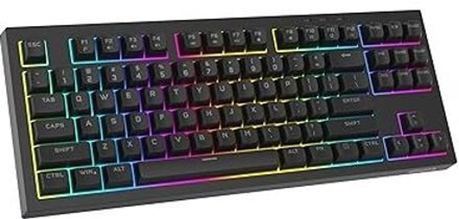 Image of Azoth Onyx Black RGB Gaming Keyboard, 87 Keys Compact Membrane Design, Type C Wired USB Tenkeyless Gaming Keyboard Compatible with Desktop, Laptop, Mac, Tablet