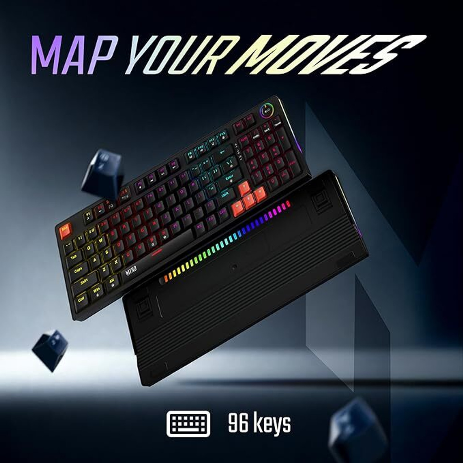 Image of Acer Nitro G Wired Mechanical Gaming Keyboard | 98% Layout with Multifunction Knob Wired USB Standard Gaming Keyboard Compatible with Desktop, Laptop