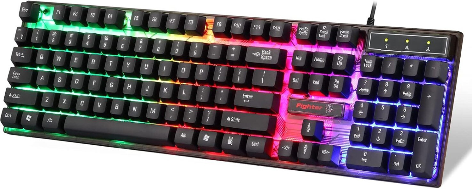 Image of Enter FIGHTER-RGB-KB-01 Wired USB Standard Gaming Keyboard Compatible with Desktop, Laptop, Mac