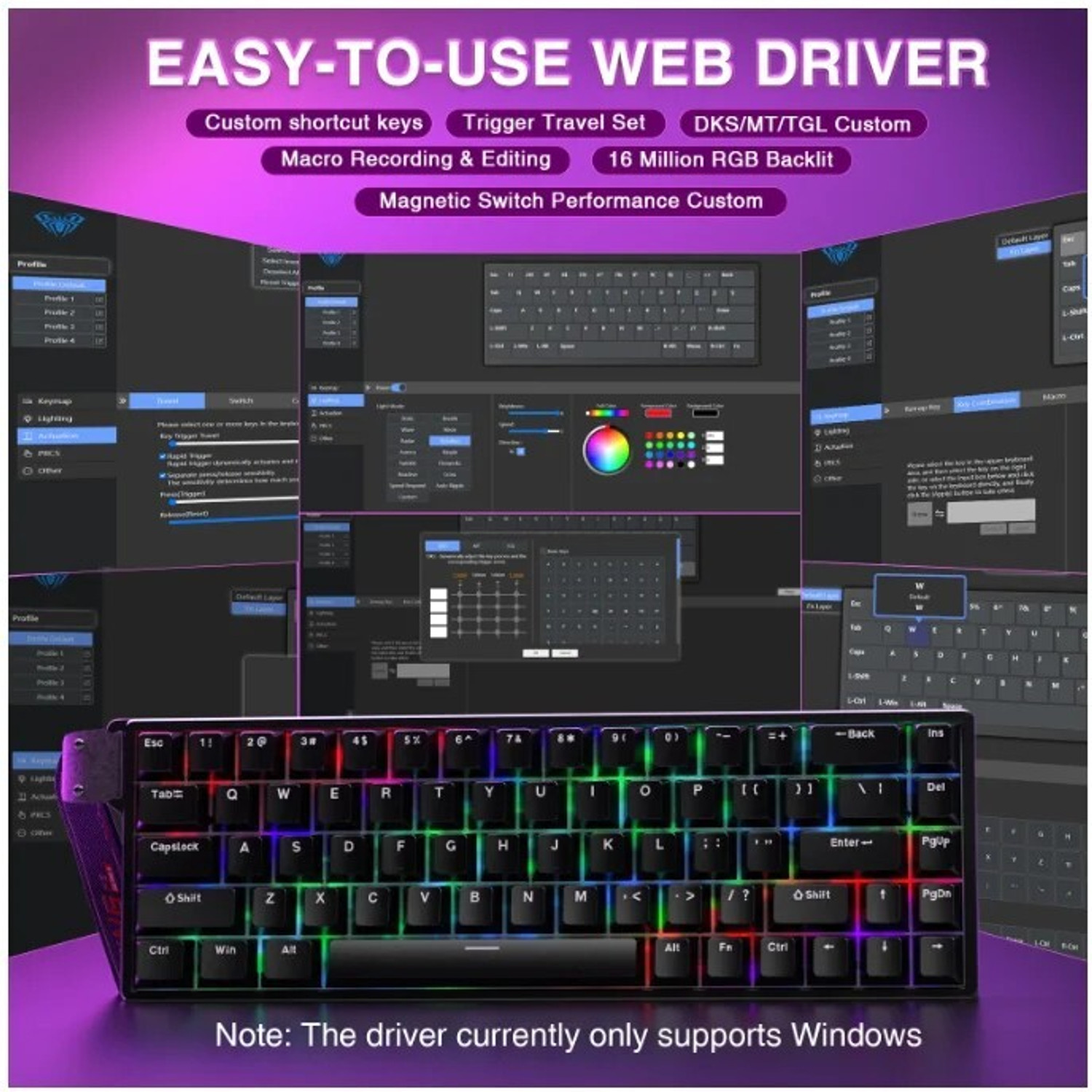 Image of Aula Win68 HE Magnetic Switch Gaming Wired USB Standard Gaming Keyboard Compatible with Desktop, Laptop