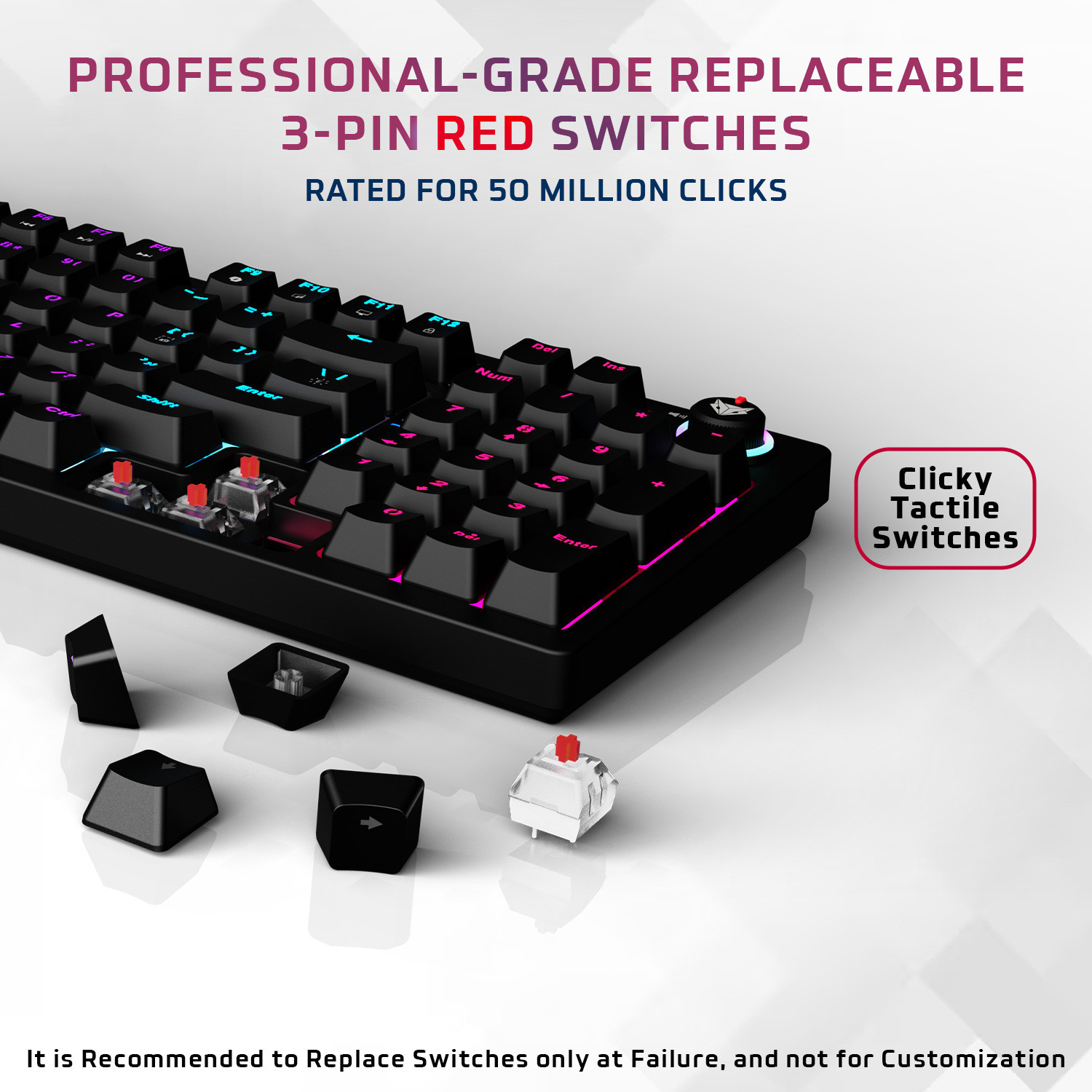 Image of EVOFOX Katana X2 Mechanical with Dynamic Backlighting, Volume Knob, Anti Ghosting Keys Wired USB Standard Gaming Keyboard Compatible with Desktop, Laptop
