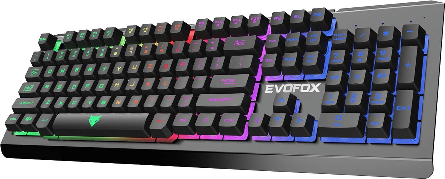 AMKETTE Evo Fox Warhammer Floating Keycaps, 19 Anti Ghosting Keys and Breathing Effects LED Backlit Wired USB Gaming Keyboard