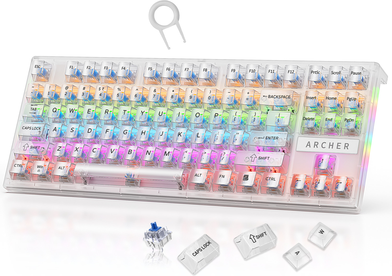 Image of Tizum Archer Tech Lab Wired USB, Wireless Standard Gaming Keyboard Compatible with Desktop, Laptop, Mac, Tablet