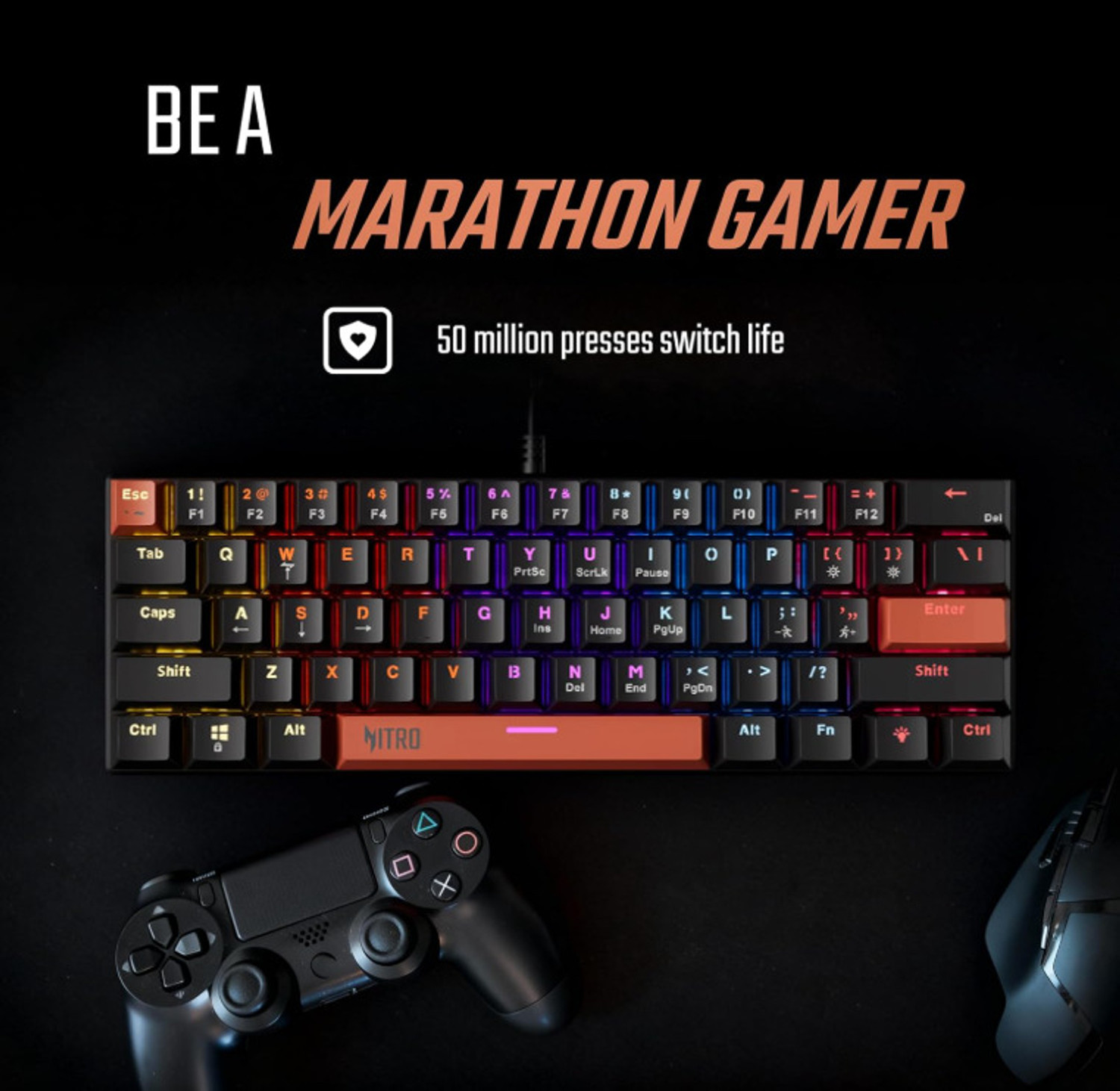Image of Acer ZC.A01SI.3RV - 1 Wired USB Standard Gaming Keyboard Compatible with Desktop, Laptop