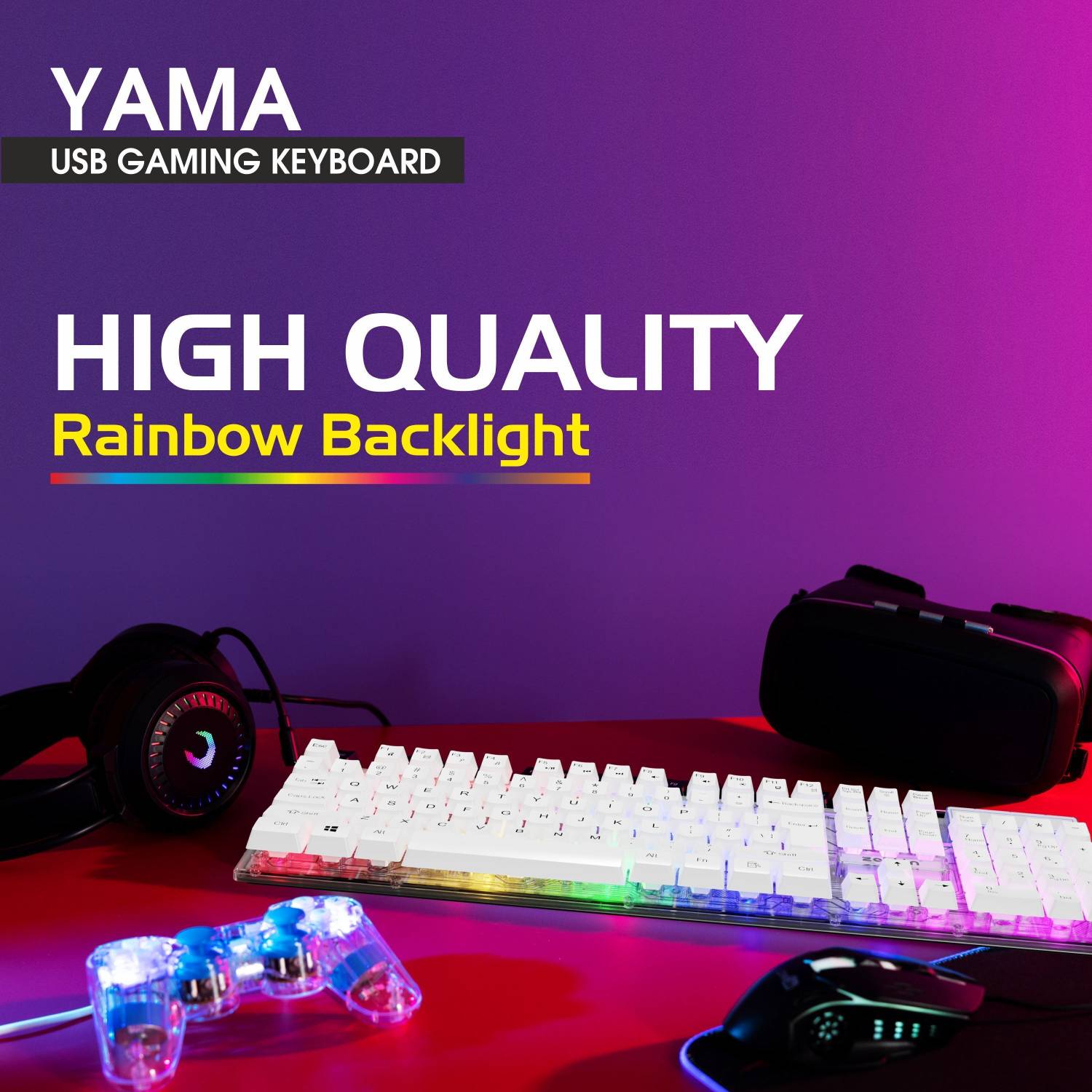 zebion Yama Rainbow Backlit Gaming Keyboard for PC Laptop Gamers