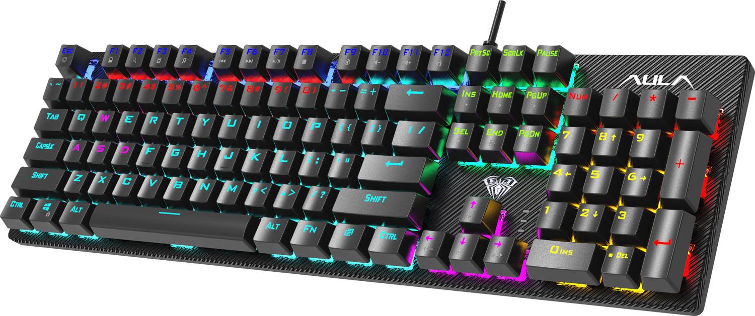 Aula S2022 Mechanical Wired USB Standard Gaming Keyboard Compatible with Desktop, Laptop, Mac stand support