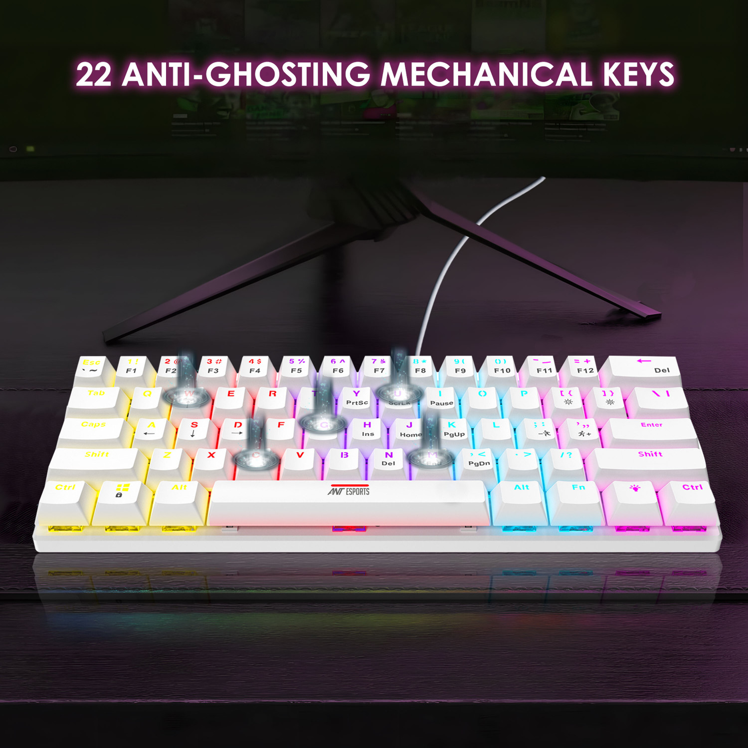 Image of Ant Esports MK1200 Wired USB Standard Gaming Keyboard Compatible with Desktop, Laptop, Mac