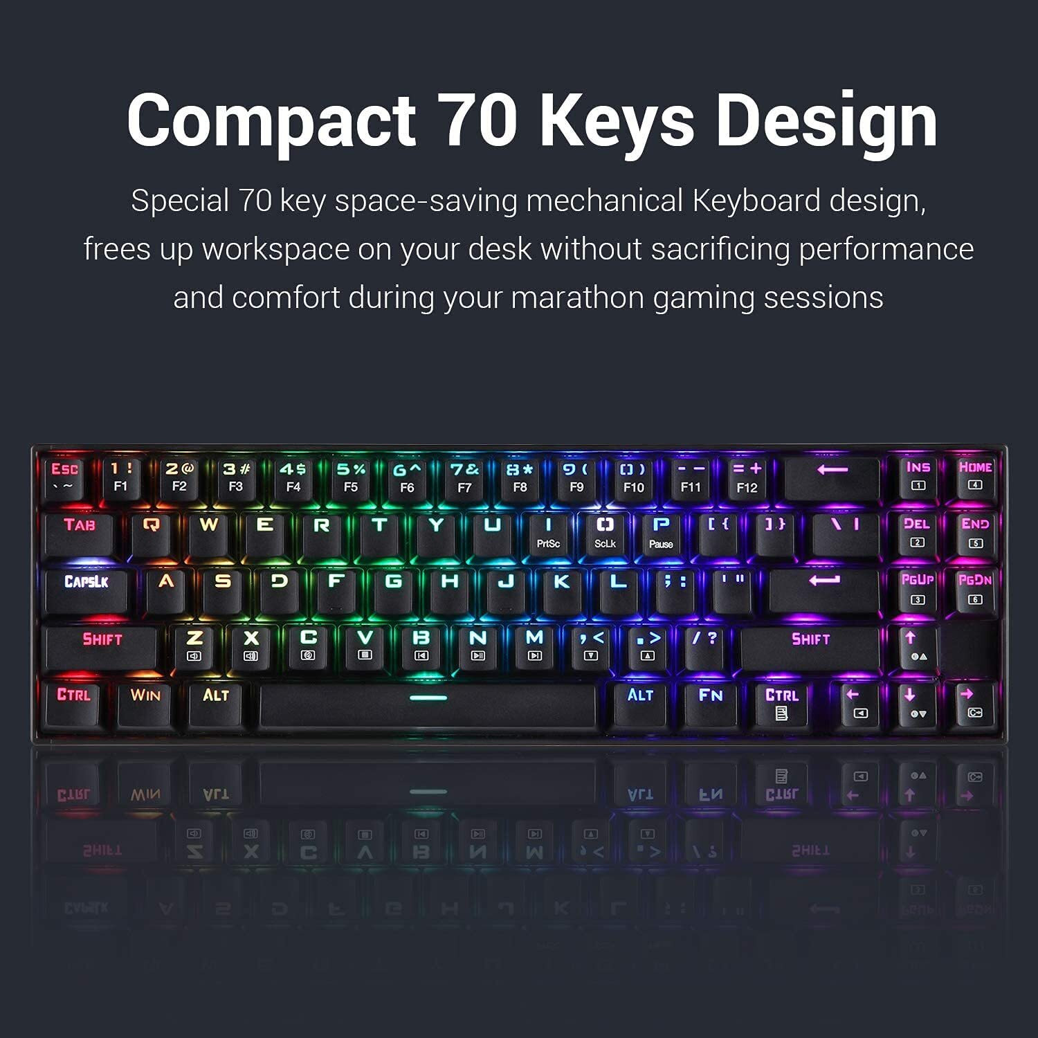 Image of Redragon (Open-Box) K599 Diemos RGB Backlit Anti-Ghosting Mechanical 2.4Ghz Wireless / Wired USB Tenkeyless Gaming Keyboard Compatible with Desktop, Laptop, Tablet