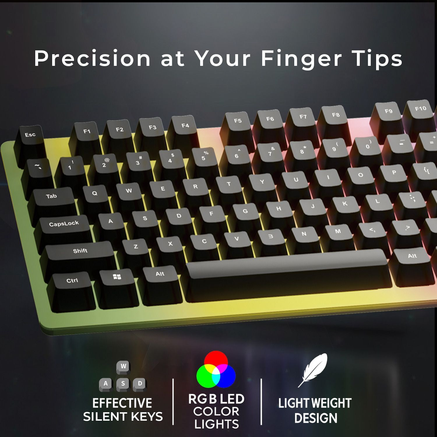 Image of Bestor RGB Gaming Keyboard High-Precision Silent Keys Lightweight Design Plug & Play Wired USB Standard Gaming Keyboard Compatible with Desktop, Laptop