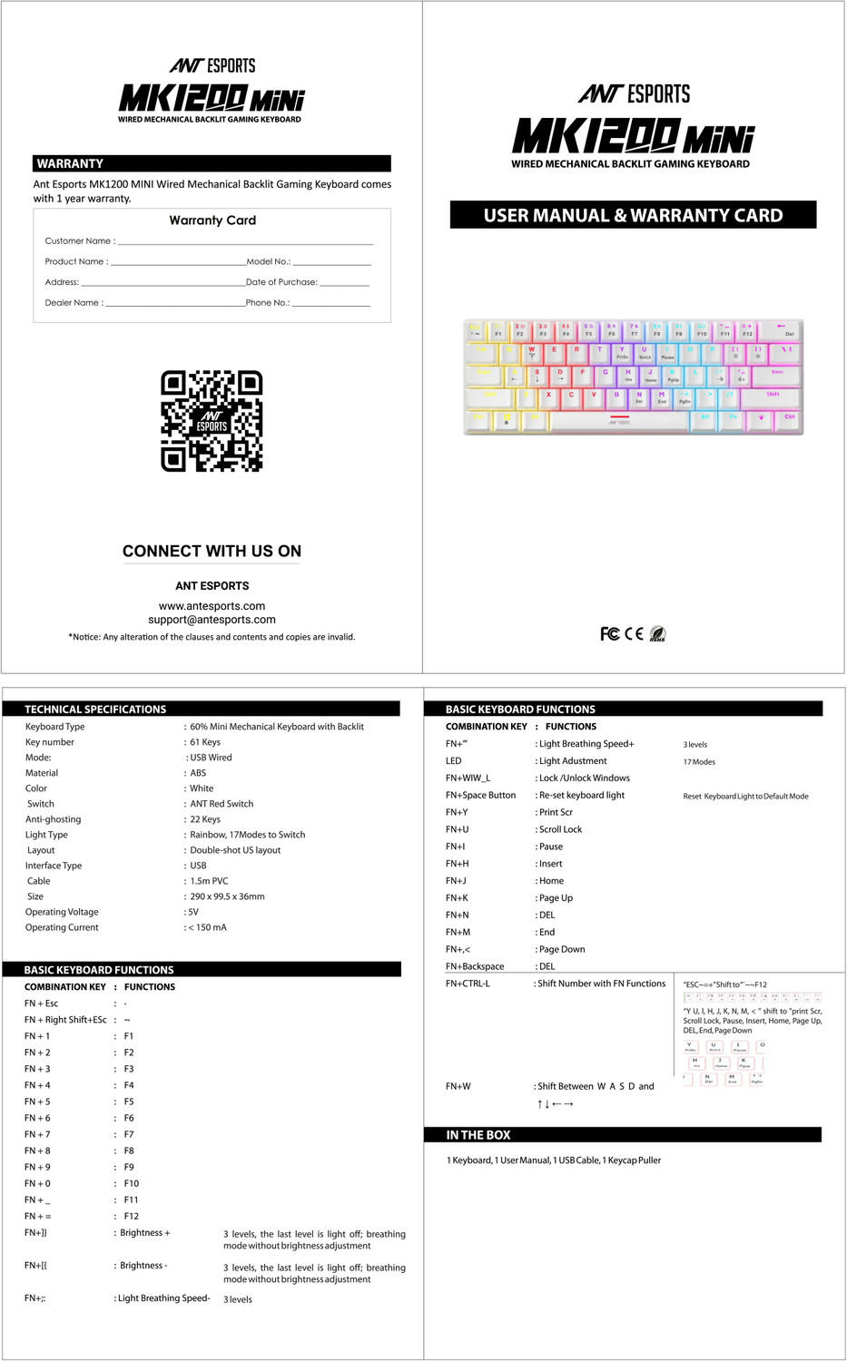 Image of Ant Esports MK1200 Wired USB Standard Gaming Keyboard Compatible with Desktop, Laptop, Mac