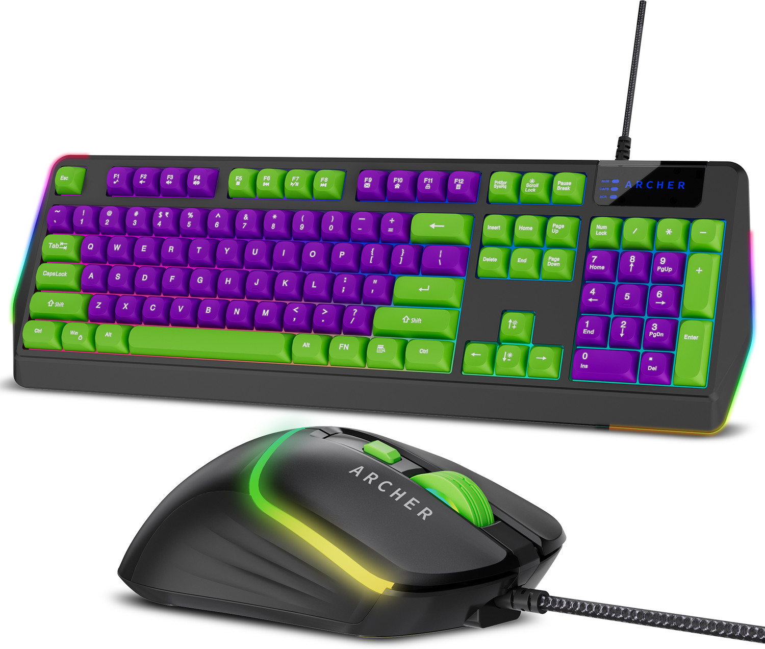 Image of Tizum Archer Tech Lab wired gaming keyboard & mouse combo Wired USB Standard Gaming Keyboard Compatible with Desktop, Laptop