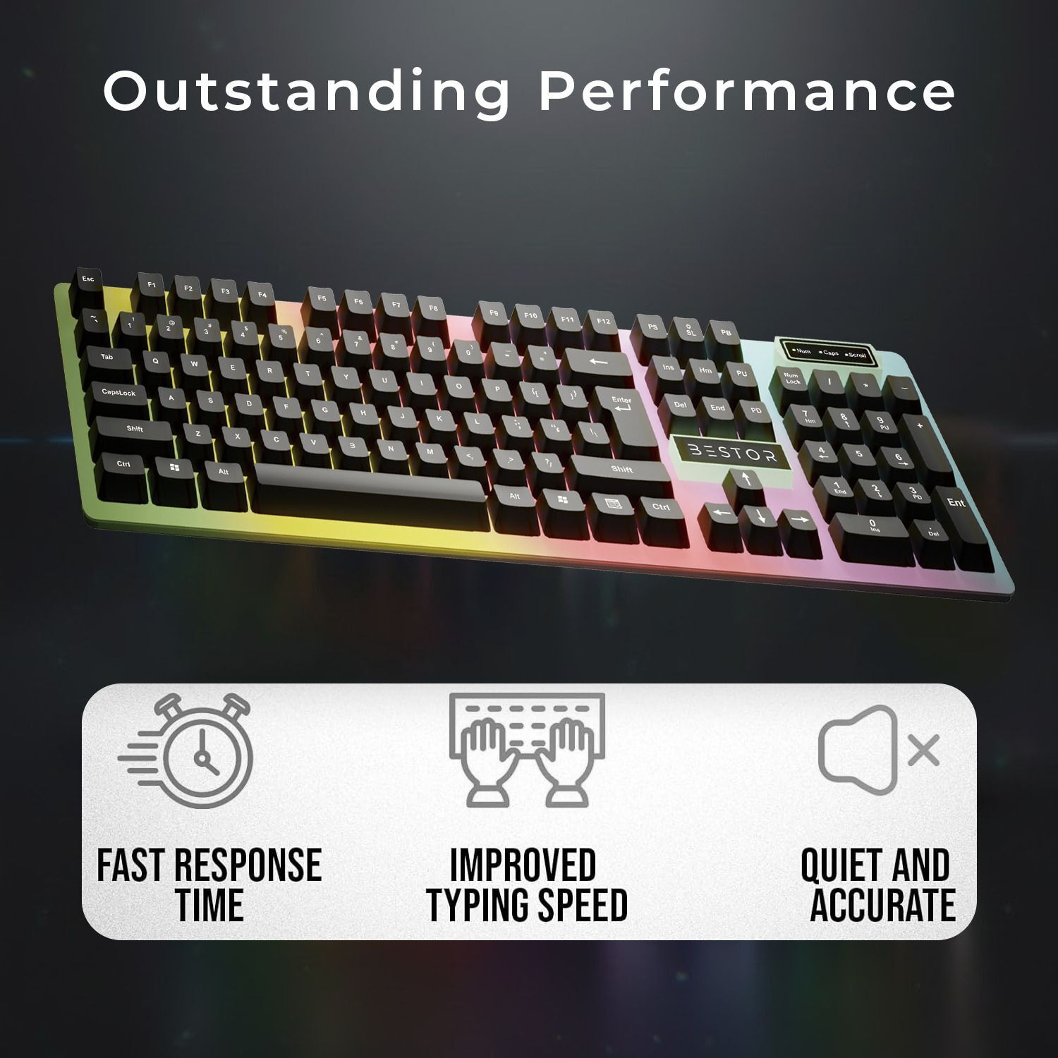 Image of Bestor RGB Gaming Keyboard High-Precision Silent Keys Lightweight Design Plug & Play Wired USB Standard Gaming Keyboard Compatible with Desktop, Laptop