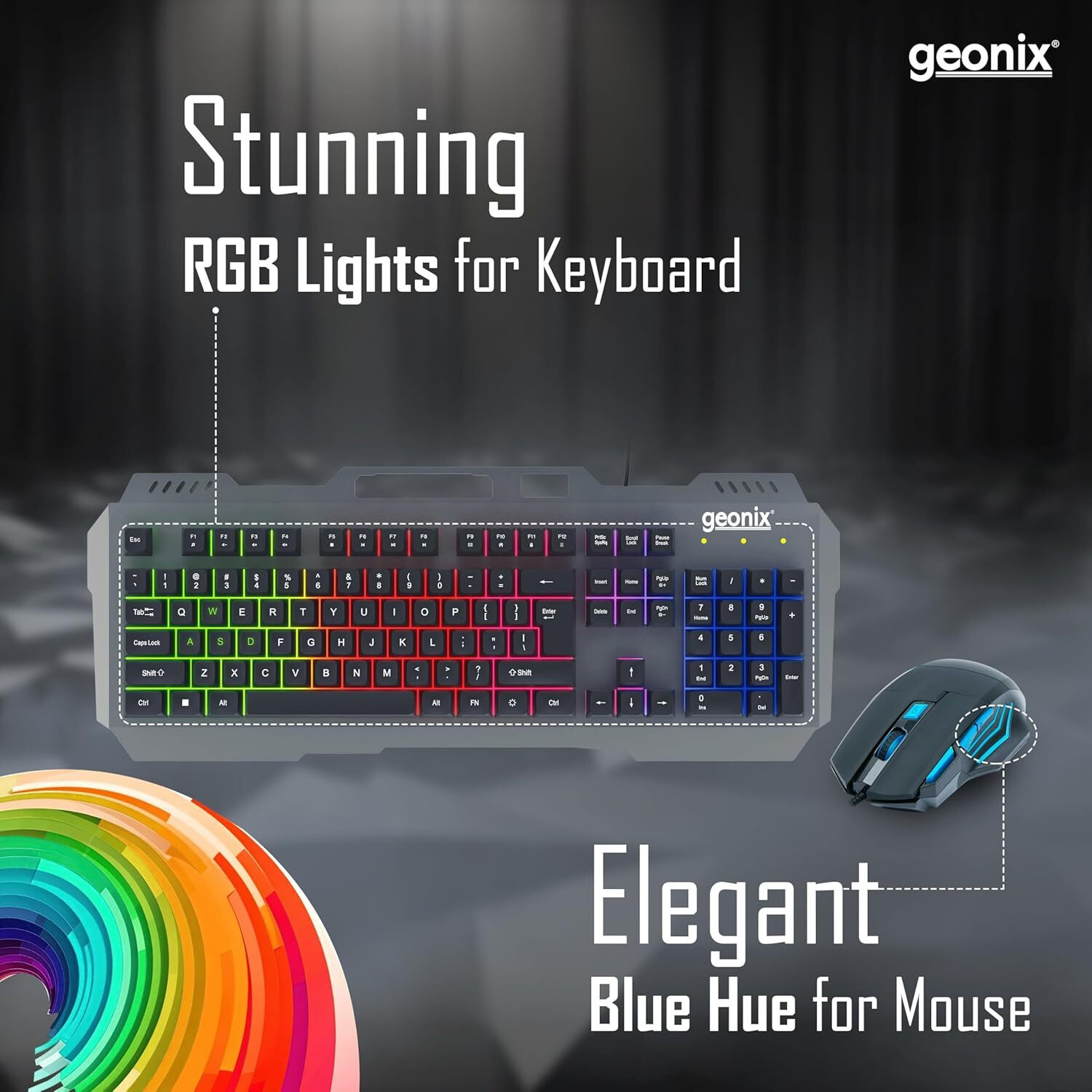 Image of GEONIX Cruiser CX1 Wired USB Standard Gaming Keyboard Compatible with Desktop