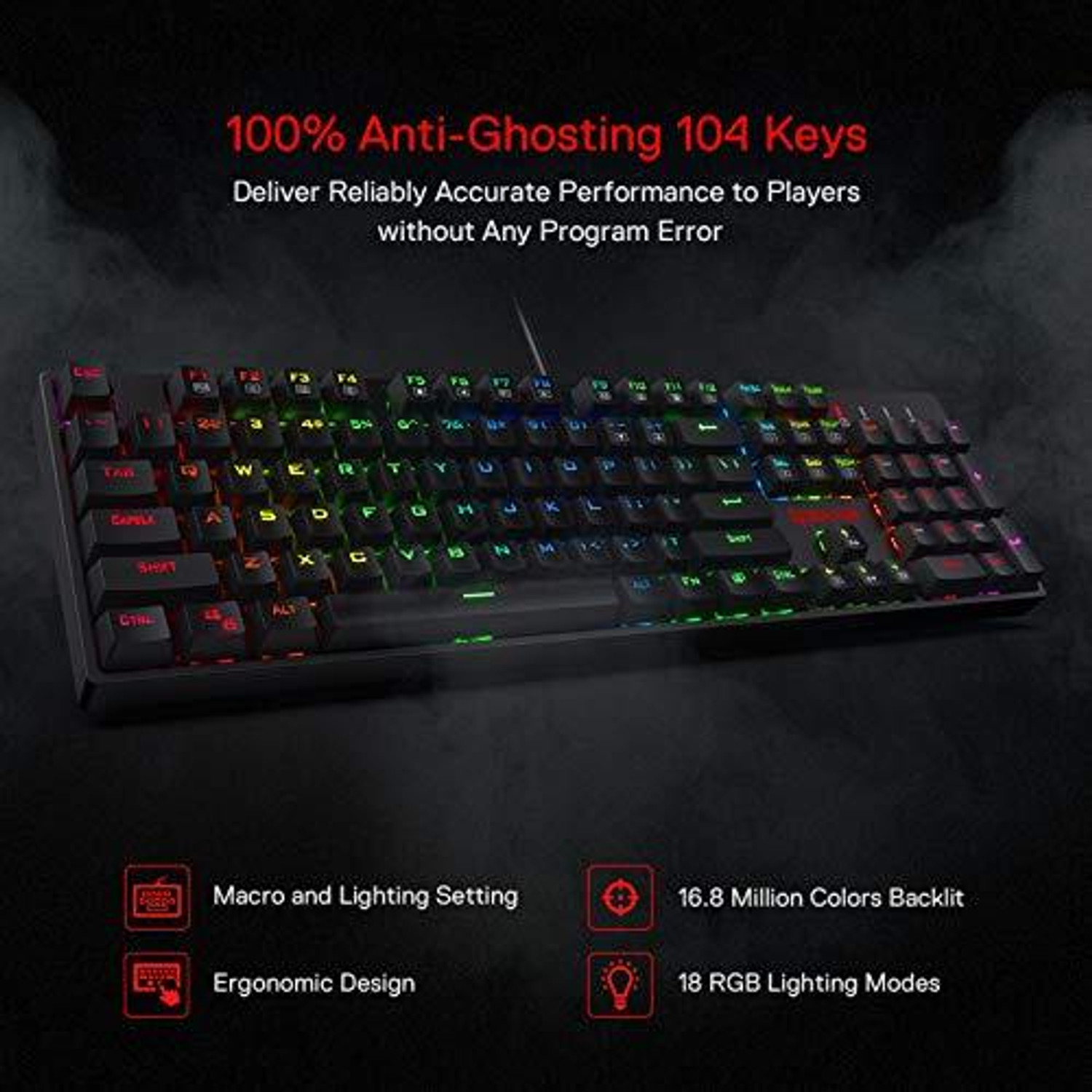 Image of Redragon K582 RGB keyboard Bluetooth Standard Gaming Keyboard Compatible with Desktop, Laptop, Mac