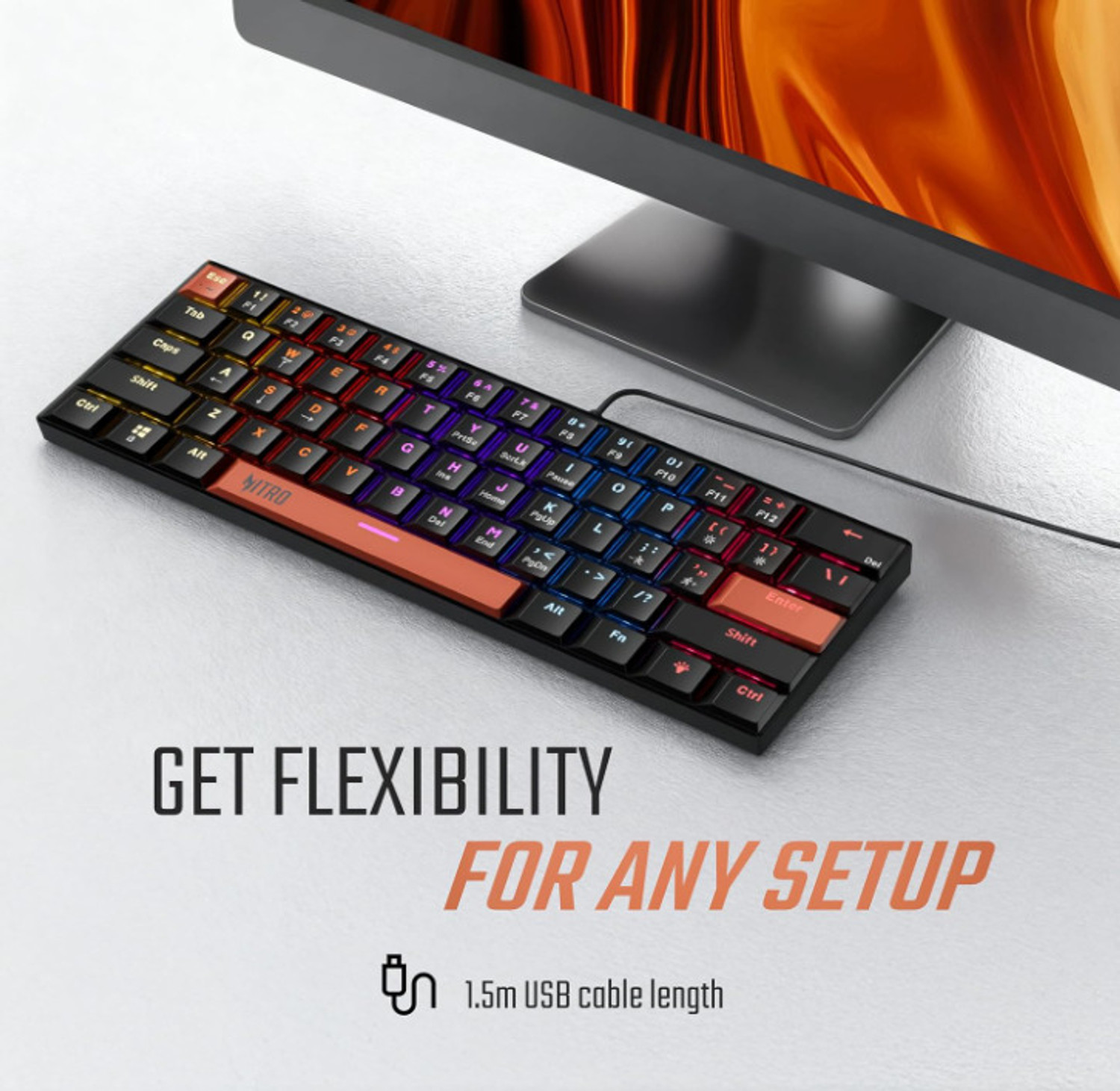 Image of Acer ZC.A01SI.3RV - 1 Wired USB Standard Gaming Keyboard Compatible with Desktop, Laptop