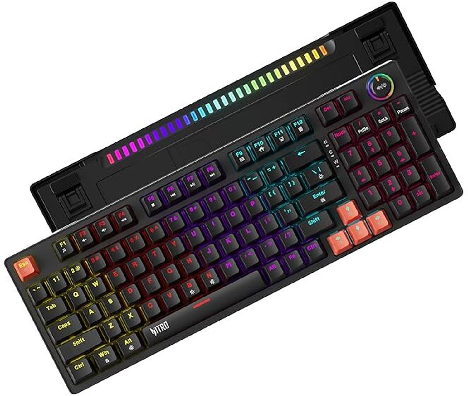 Image of Acer Nitro G Wired Mechanical Gaming Keyboard | 98% Layout with Multifunction Knob Wired USB Standard Gaming Keyboard Compatible with Desktop, Laptop