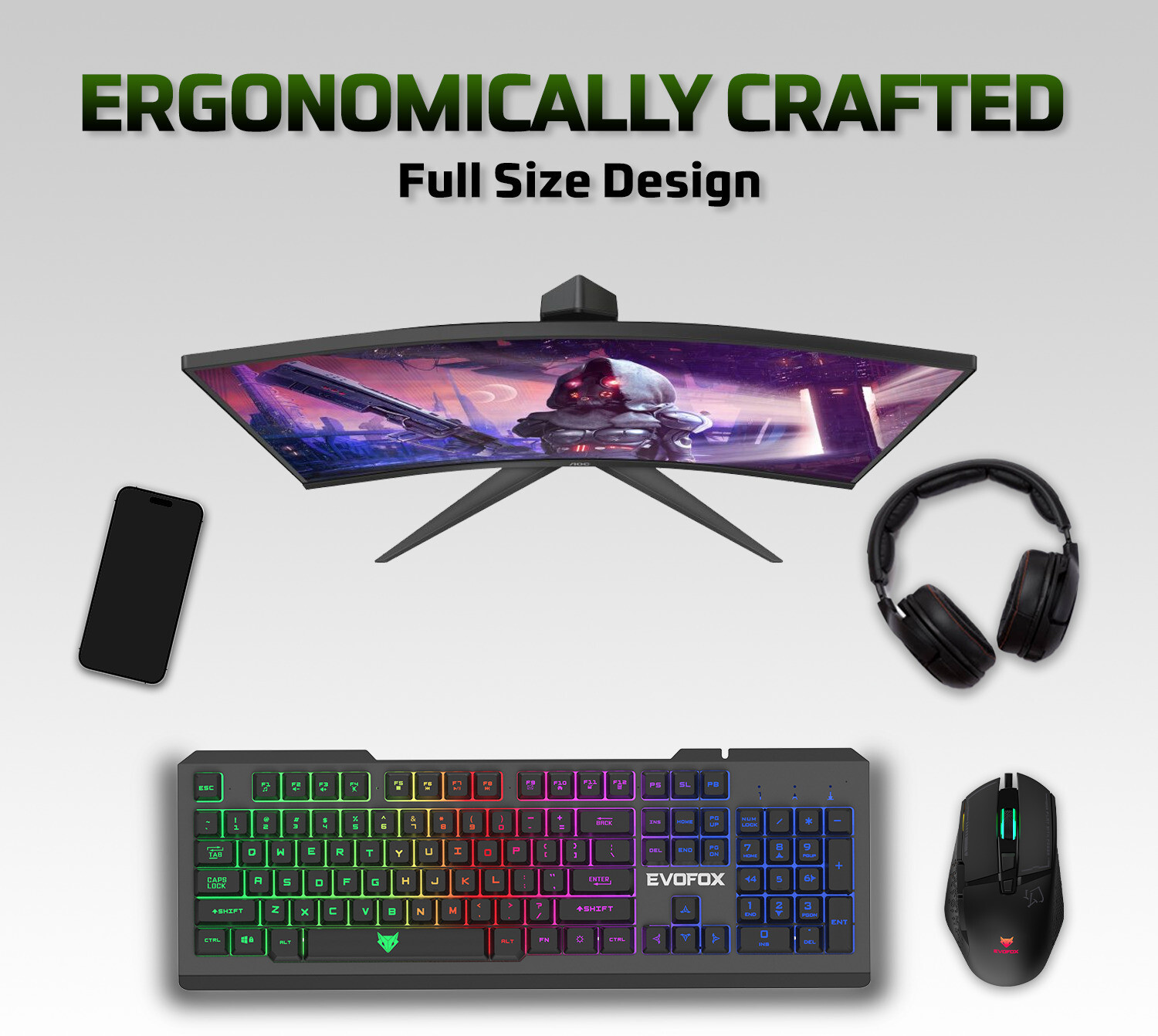 EVOFOX Warhammer Floating Keycaps, 19 Anti Ghosting Keys and LED ...