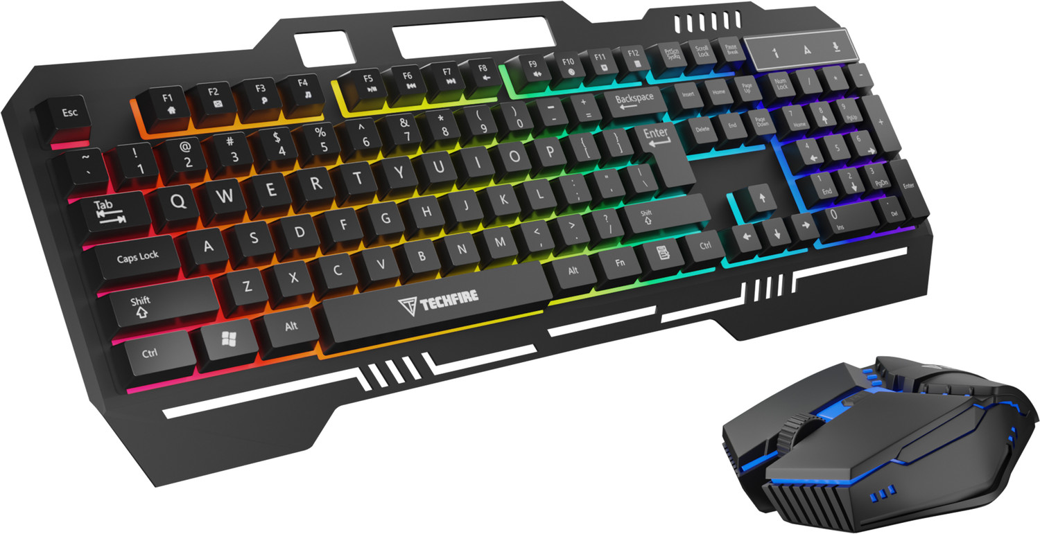 Image of Techfire KT660 Anti-ghosting, Aluminium body , Gaming Keyboard & Mouse Set Wired USB Standard Gaming Keyboard Compatible with Desktop, Laptop, Mac