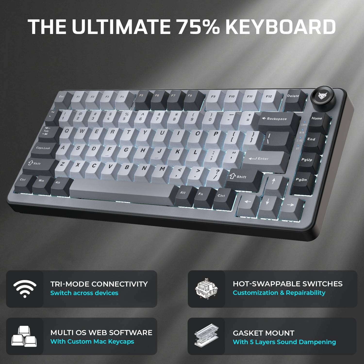 EVOFOX Ronin X75 Tri-Mode Gaming Keyboard - Image 2