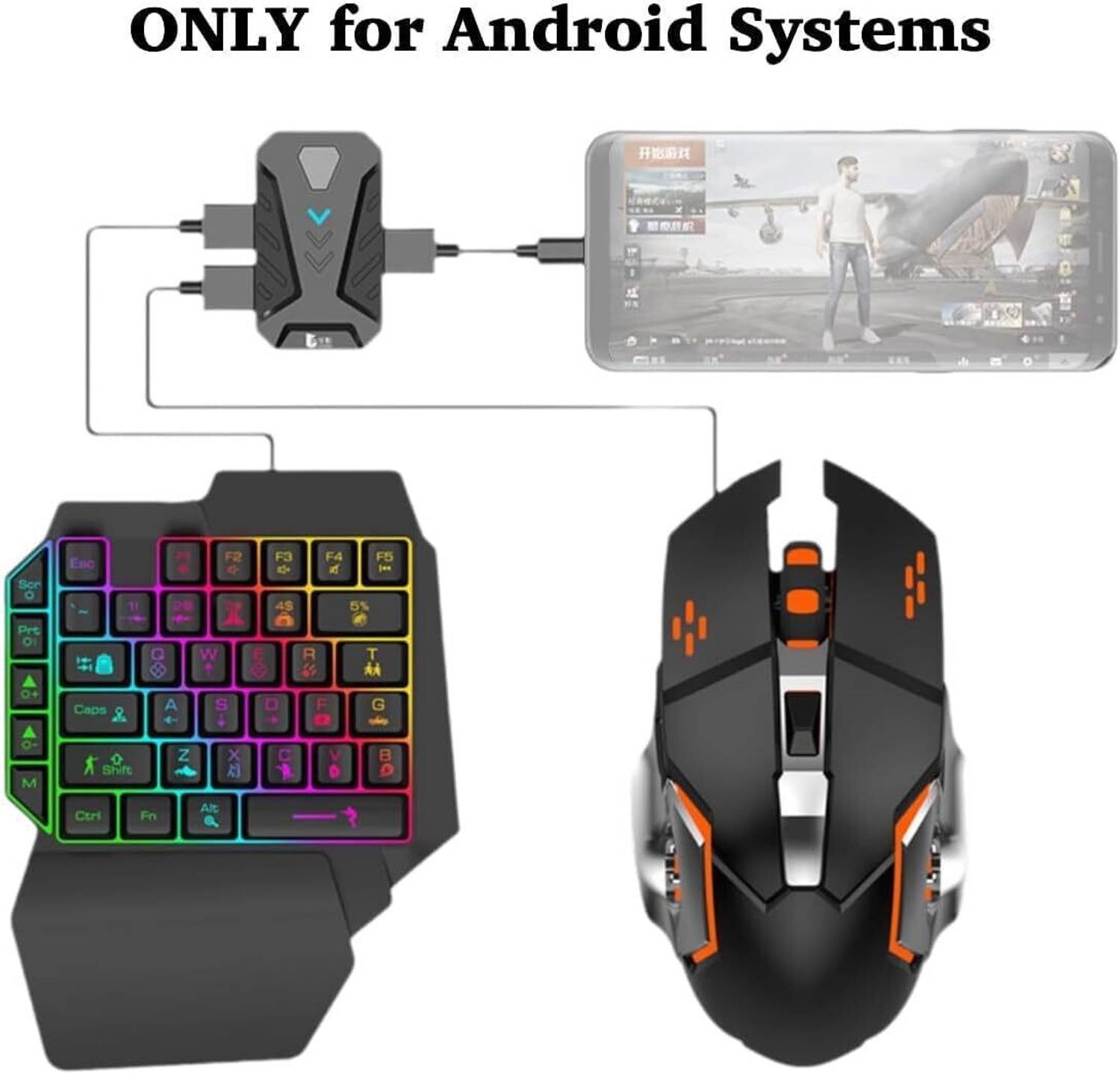 BCG 4 in 1 Mobile Game Combo Pack with RGB Mini Keyboard & Mouse - Image 2